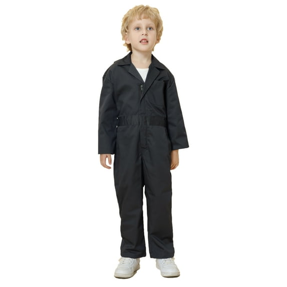 Toptie Kid's Coverall for Boys Mechanic Christmas Halloween Suit Costume Flight Suit-Black-9/10Y