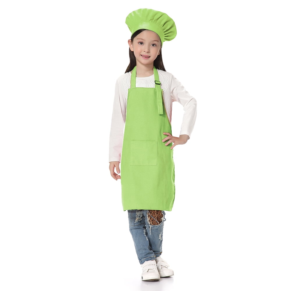 CHEFSKIN Kids Chef Apron & Hat Set - Adjustable, Lightweight, Machine Washable - Perfect For Young Cooks
