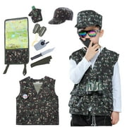 Toptie Kids Camo Tactical Soldier Costume, Christmas Dress Up Gift for 3 - 6 Years Old