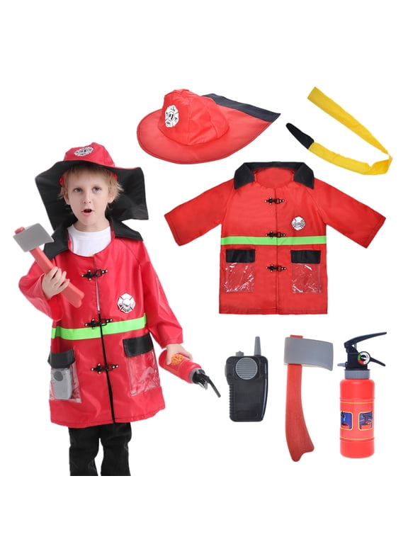 Kids Fire Chief Costumes, Halloween Firefighter Uniform Dress for Boys & Girls
