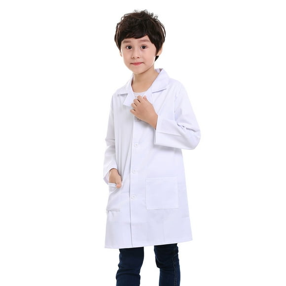TOPTIE Kids Lab Coat Scrubs Childrens School Scientists Doctor Role Play Halloween Costume-White-3