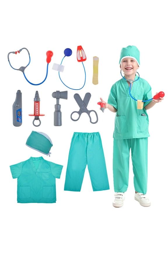 Kids Surgeon Costumes, Halloween Party Uniform Dress for 3 - 6 Years Old Boys & Girls
