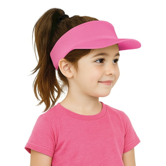Toptie Kids UV Sun Protection Visor Cap, Adjustable Cotton Sun Hat Visors for Boys Girls-Pink