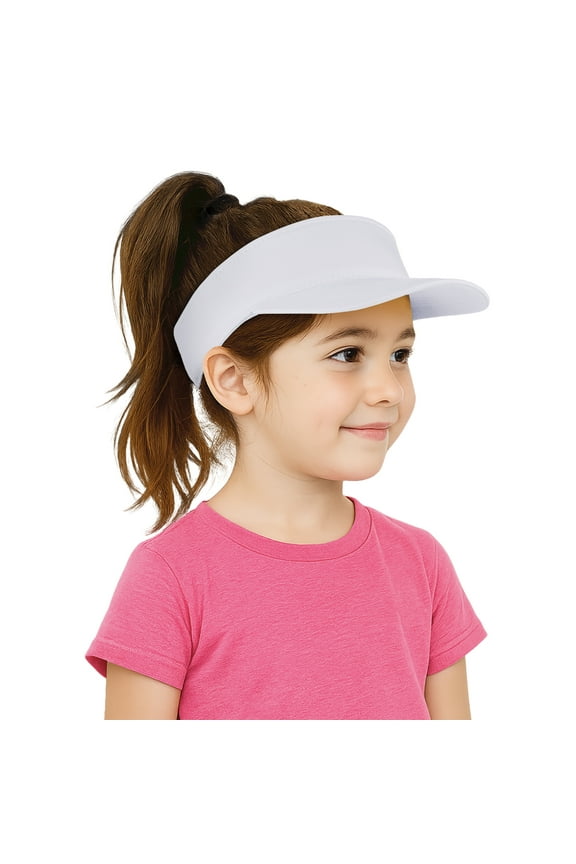 Kids UV Sun Protection Visor Cap, Adjustable Cotton Sun Hat Visors for Boys Girls-White