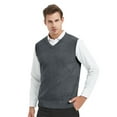 thumbnail image 1 of Toptie Men Business V-Neck Knitted Sweater Vest, Cotton Fit Casual Solid Plain Sleeveless Pullover-Charcoal-M, 1 of 9
