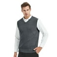 thumbnail image 1 of Toptie Men Business V-Neck Knitted Sweater Vest, Cotton Fit Casual Solid Plain Sleeveless Pullover-Charcoal-XXL, 1 of 9
