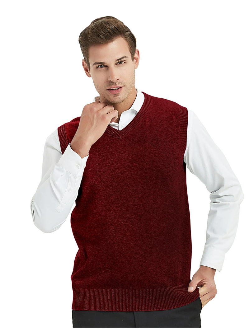 TopTie Slim Fit Men's V-Neck Knitted Business Sweater Vest