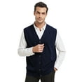 thumbnail image 1 of Toptie Men Sweater Vest Solid Knitted Lightweight Thermal Cardigan-Navy-XXL, 1 of 8