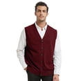 thumbnail image 1 of Toptie Men Sweater Vest Solid Knitted Lightweight Thermal Cardigan-Wine Red-XL, 1 of 8