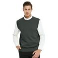 thumbnail image 1 of Toptie Men's 100% Cotton Knit Sweater Vest, Crew Neck Solid Color, 1 of 9