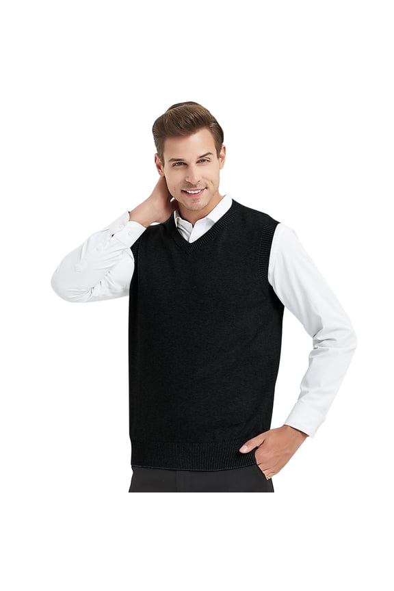 Men's 100% Cotton Knit Sweater Vest, V Neck