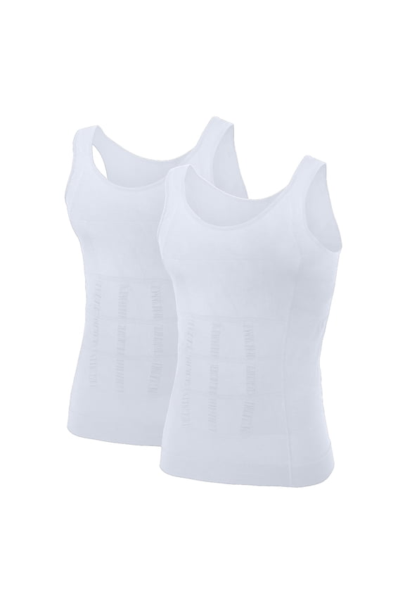 Men's 2 Pack Slimming Body Shaper Vest Compression Shirt Sleeveless Shapewear Workout Tank