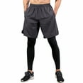 thumbnail image 1 of Toptie Men's 2 in 1 Running Pants, Basketball Tights Pants, Athletic Workout Shorts with Legging-Grey-M, 1 of 9