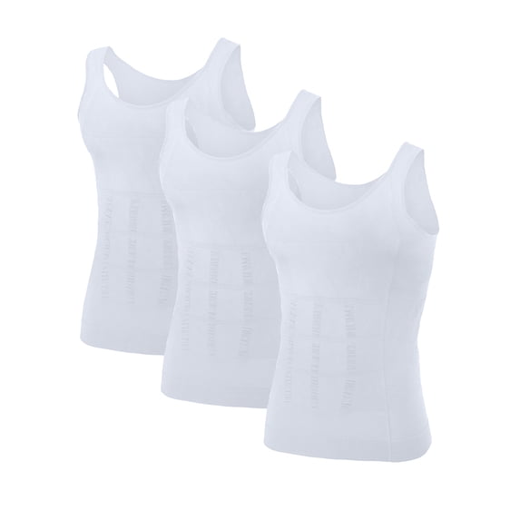 Toptie Men's 3 Pack Slimming Body Shaper Vest Compression Shirt Sleeveless Shapewear Workout Tank