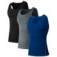 thumbnail image 1 of Toptie Men's 3 Pack Under Base Layer Sport Tank Top, Compression Shirt-01#Black/Grey/Blue-S, 1 of 6