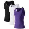 thumbnail image 1 of Toptie Men's 3 Pack Under Base Layer Sport Tank Top, Compression Shirt-01#Black/White/Purple-S, 1 of 6