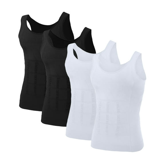 Toptie Men's 4 Pack Slimming Body Shaper Vest Compression Shirt Sleeveless Shapewear Workout Tank