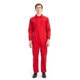 thumbnail image 1 of Toptie Men's 8.5 oz Front-Zip Long Sleeve Twill Coverall-Red-L Regular, 1 of 7
