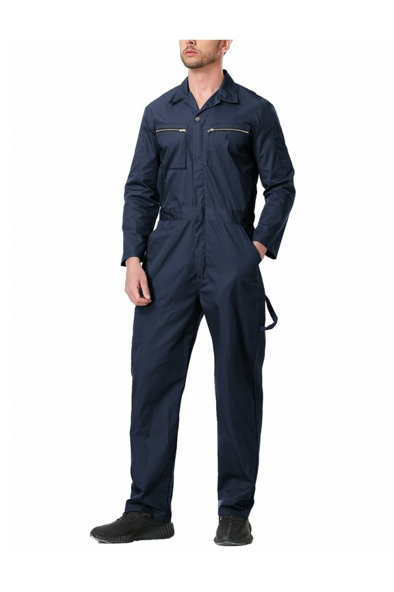 Men's Action Back Coverall with Zipper Pockets, Mechanic Uniform Regular Size