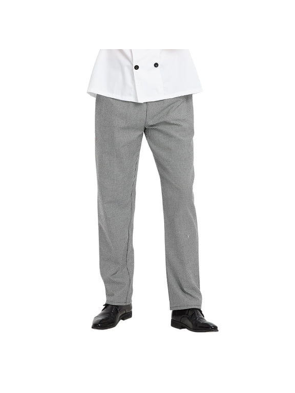 Men's Black Houndstooth Cargo Style Kitchen Work Chef Pant