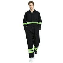 TOPTIE Men's Work Coverall High Visibility Coverall with Reflective Trim-Black-M Regular