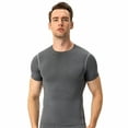 thumbnail image 1 of Toptie Men's Compression Base Layer, Short Sleeve Sports Top, Athletic Workout T-Shirt-Grey-S, 1 of 8