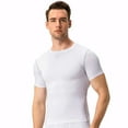 thumbnail image 1 of Toptie Men's Compression Base Layer, Short Sleeve Sports Top, Athletic Workout T-Shirt-White-M, 1 of 8