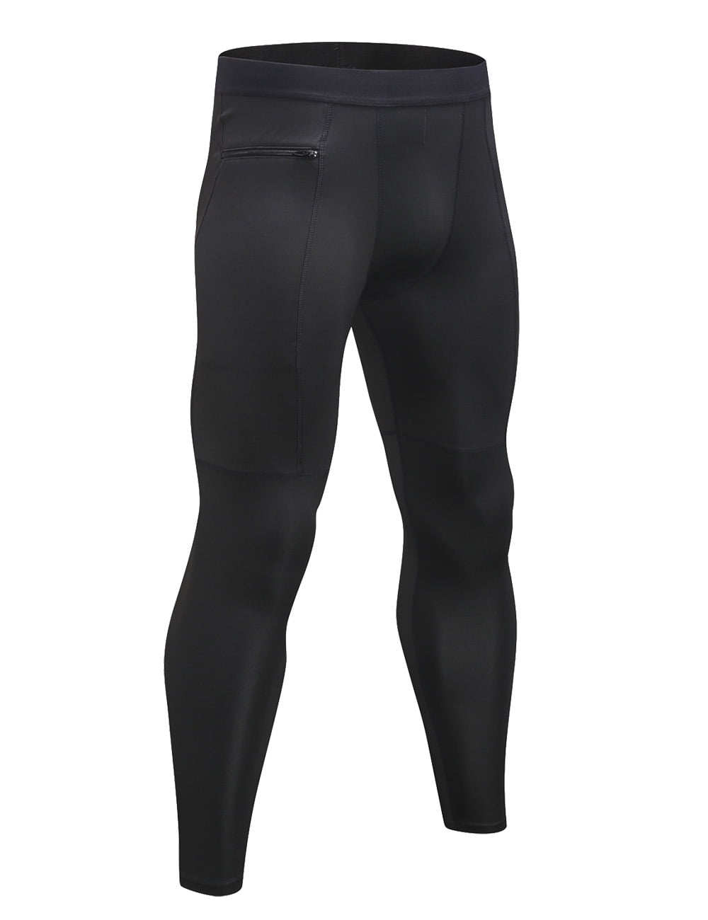 Toptie Men's Compression Pants, Zipper Pocket Sports Leggings, Base Layer  Workout Pants-Navy-L 