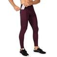 thumbnail image 1 of Toptie Men's Compression Pants, Zipper Pocket Sports Leggings, Base Layer Workout Pants-Maroon-2XL, 1 of 6