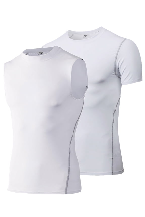 Men's Dry Fit Athletic Compression Shirt Set, Sleeveless & Short Sleeve & Long Sleeve-Set F-XXL