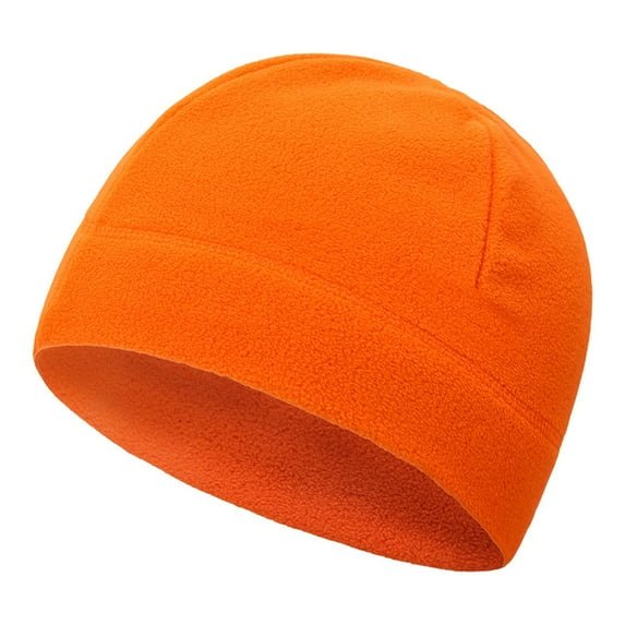 Toptie Men's Fleece Hat Lightweight Soft Warm Winter Beanie Skull Cap, 7 colors-Orange