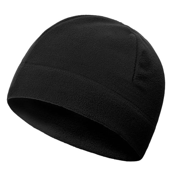 Toptie Men's Fleece Hat Lightweight Soft Warm Winter Beanie Skull Cap-Black