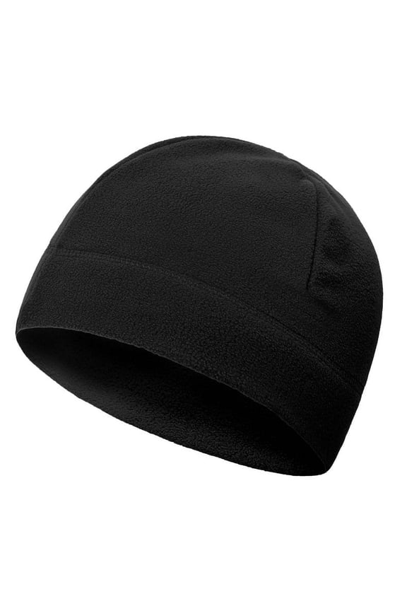 Men's Fleece Hat Lightweight Soft Warm Winter Beanie Skull Cap-Black