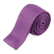 Toptie Men's Knit Solid Skinny Tie Polyester Square End 2 Inch Necktie Tie-LightPurple