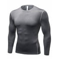 thumbnail image 1 of Toptie Men\'s Long Sleeve Compression Shirt, Athletic Workout Base Layer-Grey-XXL, 1 of 7