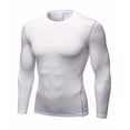 thumbnail image 1 of Toptie Men\'s Long Sleeve Compression Shirt, Athletic Workout Base Layer-White-S, 1 of 8