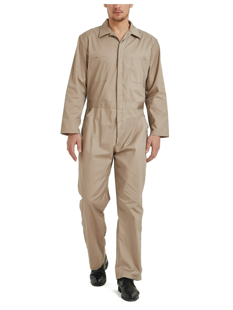 Toptie Men's Long Sleeve Coverall, Snap and Zip-Front, Regular