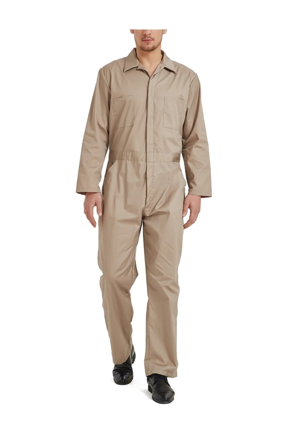 Men's Long Sleeve Coverall, Snap and Zip-Front Coverall, Regular Size