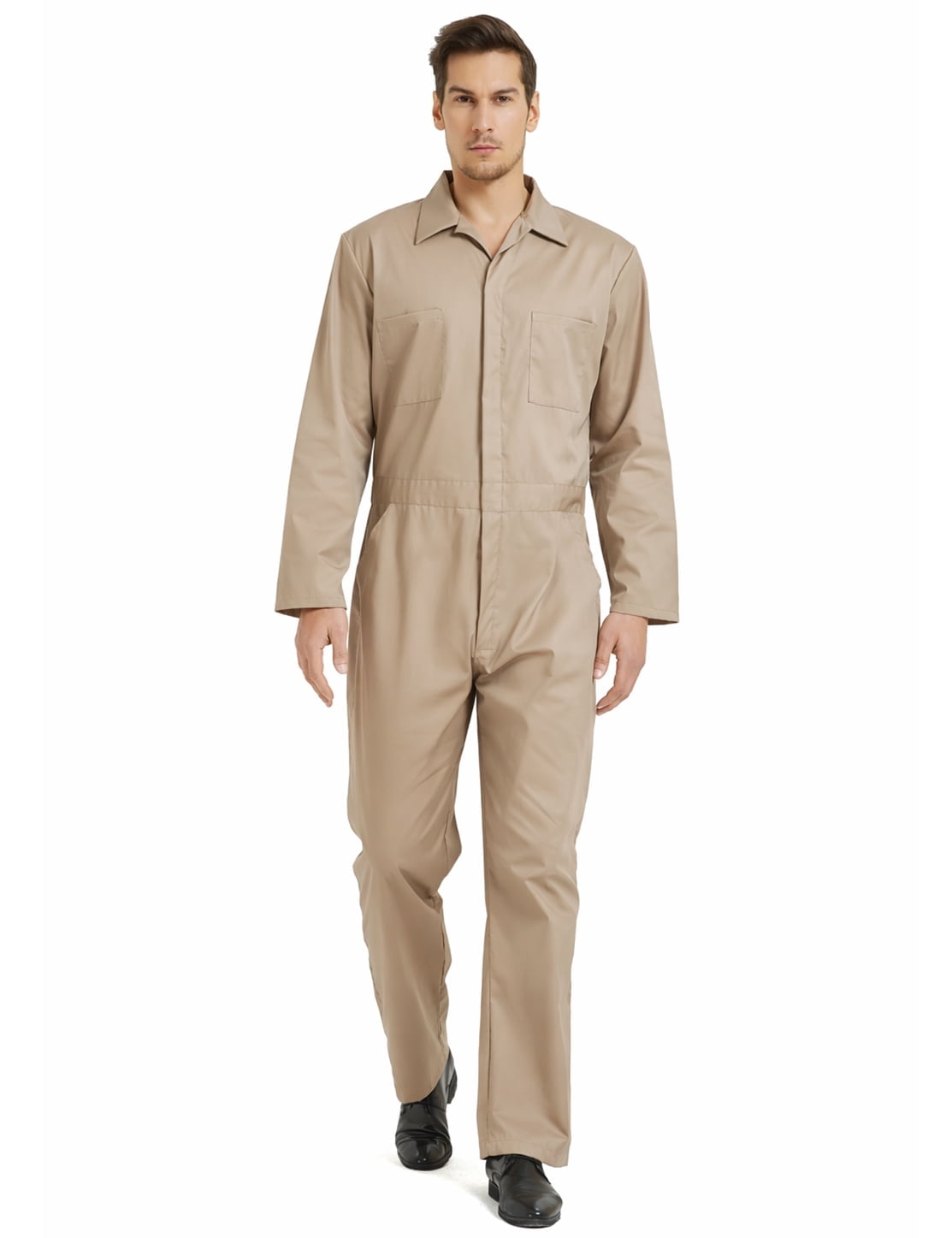 Toptie Men's Long Sleeve Coverall, Snap and Zip-Front, Regular