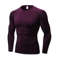 thumbnail image 1 of Toptie Men's Long Sleeve Fitted Compression Shirt, Cool Dry Base Layer for Men-Maroon-M, 1 of 7