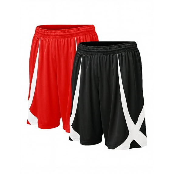 TOPTIE Men\'s Lounge Walking Shorts Pajama Active Athletic Shorts, for Football MMA, No Pockets-2 Pack Black/Red-L