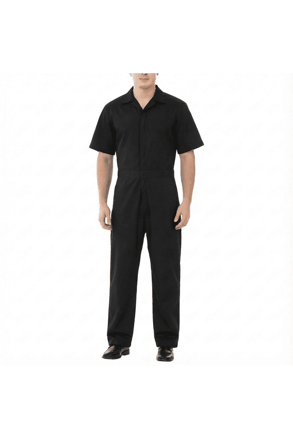 Men's Short Sleeve Coverall Black Coverall, Workwear Coverall Regular Size