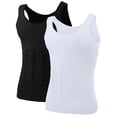 thumbnail image 1 of TOPTIE Men's Slimming Body Shaper Compression Shirt, Shapewear Sculpting Vest Muscle Tank-2 Pack Black/White-XXXL, 1 of 6