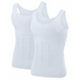 thumbnail image 1 of TOPTIE Men's Slimming Body Shaper Compression Shirt, Shapewear Sculpting Vest Muscle Tank-2 Pack White-XL, 1 of 6