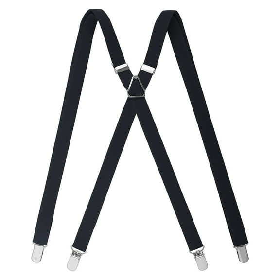Toptie Men's Solid Suspenders Elastic 3/4 Inch X Back Adjustable Suspenders-Black