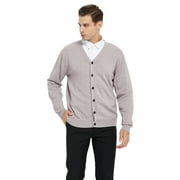 Toptie Men's Sweater Cardigan Long Sleeve Sweater Open Front Cardigan Sweater Casual Fit V-Neck Cotton-Beige-M