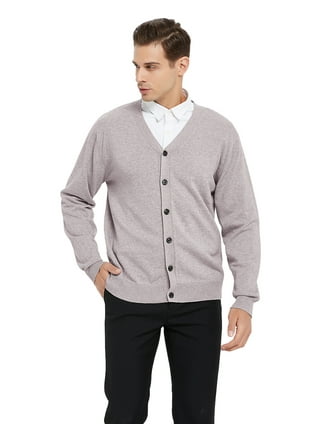 X RAY Men's Cotton Cardigan Sweater, Long Sleeve Slim V-Neck Soft Button  Down Cardigan, Ribbed Cotton V-neck Grey, 5X-Large 