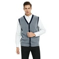 thumbnail image 1 of Toptie Men's Sweater Cardigan Vest Slim Fit Stylish Button Down Knitted-Gray-S, 1 of 8