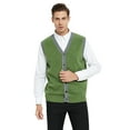 thumbnail image 1 of Toptie Men's Sweater Cardigan Vest Slim Fit Stylish Button Down Knitted-Green-M, 1 of 8