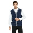 thumbnail image 1 of Toptie Men's Sweater Cardigan Vest Slim Fit Stylish Button Down Knitted-Navy-M, 1 of 8